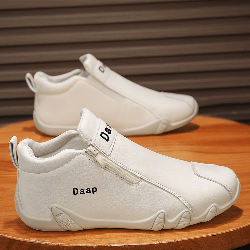 2026 new spring men's leather mid-cut casual slip-on shoes - wholesale, waterproof, comfortable, and versatile work shoes for men