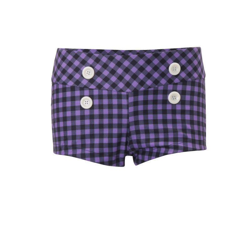 european and american women's clothing  summer new y2k hot girl fashion retro casual individual plaid low-rise shorts