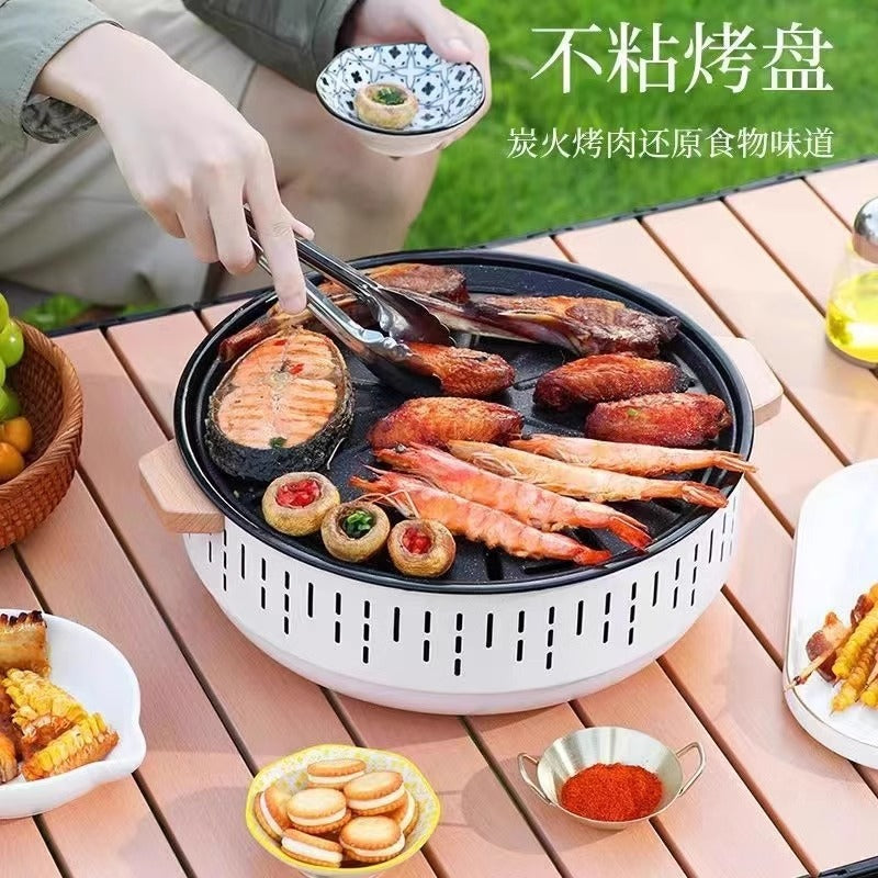 Outdoor camping style tea making stove, zibo charcoal barbecue stove, for home small multi-function smokeless barbecue grill heating stove