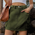 Wish european and american cross-border export women's clothing  independent station new arrival washed elastic waist workwear short skirt skirt
