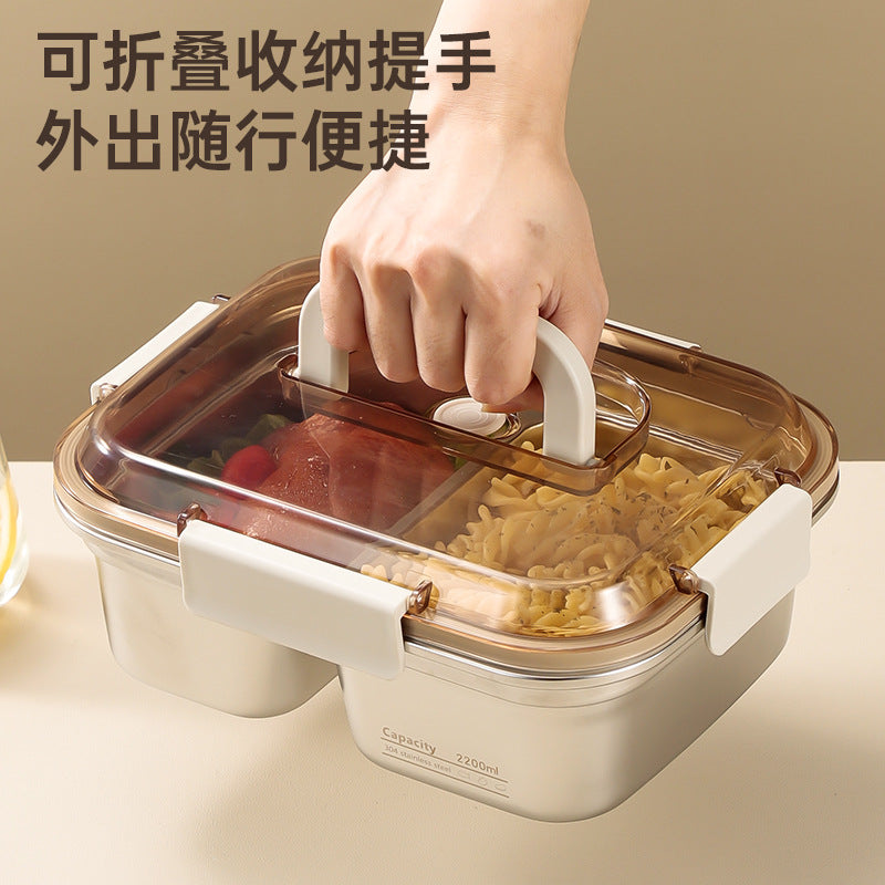 304 stainless steel food storage container - food grade, large capacity, divided lunch box for fruits, bento, rice, with lids and airtight seals