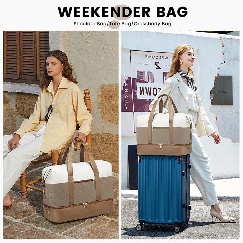 Source factory custom  Internet celebrity live broadcast waterproof PU business trip travel bag set gym weekend luggage bag