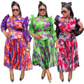 African  women's plus size cross-border printed dress new in stock fashion top and skirt two-piece set