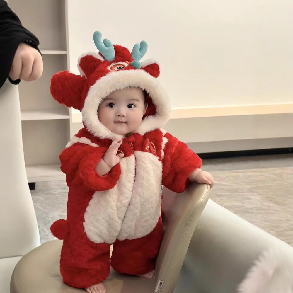 Winter warmth: chinese new year cotton-padded outfit - traditional style for celebrating the new year, perfect for newborns and infants to wear outdoors in winter