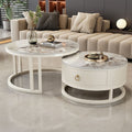 Rock slab coffee table living room for homecasual modern small apartment new arrivalaccessible luxury double-layer telescopic round side table tea table