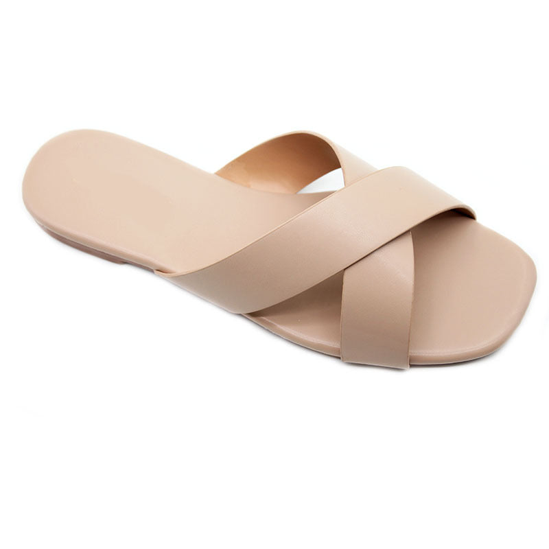 Ladies slippers  Chaozhou women's shoes large size candy color fashion casual slippers one-word wholesale