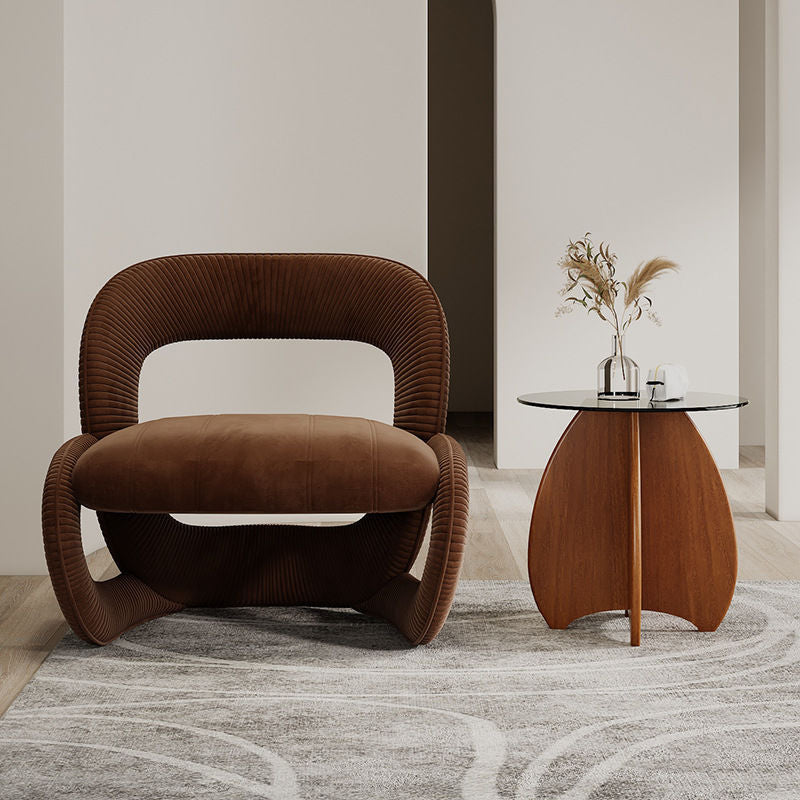 Designer single sofa chair wabi-sabi style homestay apartment leisure backrest bedroom irregular sofa solid wood minimalist