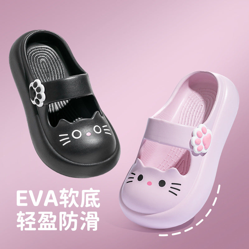 Mary Jane summer children's slippers girls princess shoes home non-slip sandals middle and older children wear bag head cool slippers