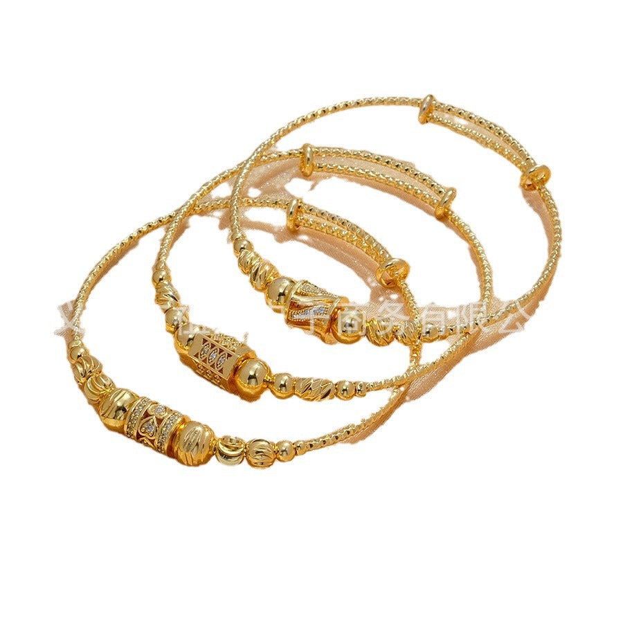 18k round ball african arabian gold women's bracelet zircon gold-plated bangle jewelry set