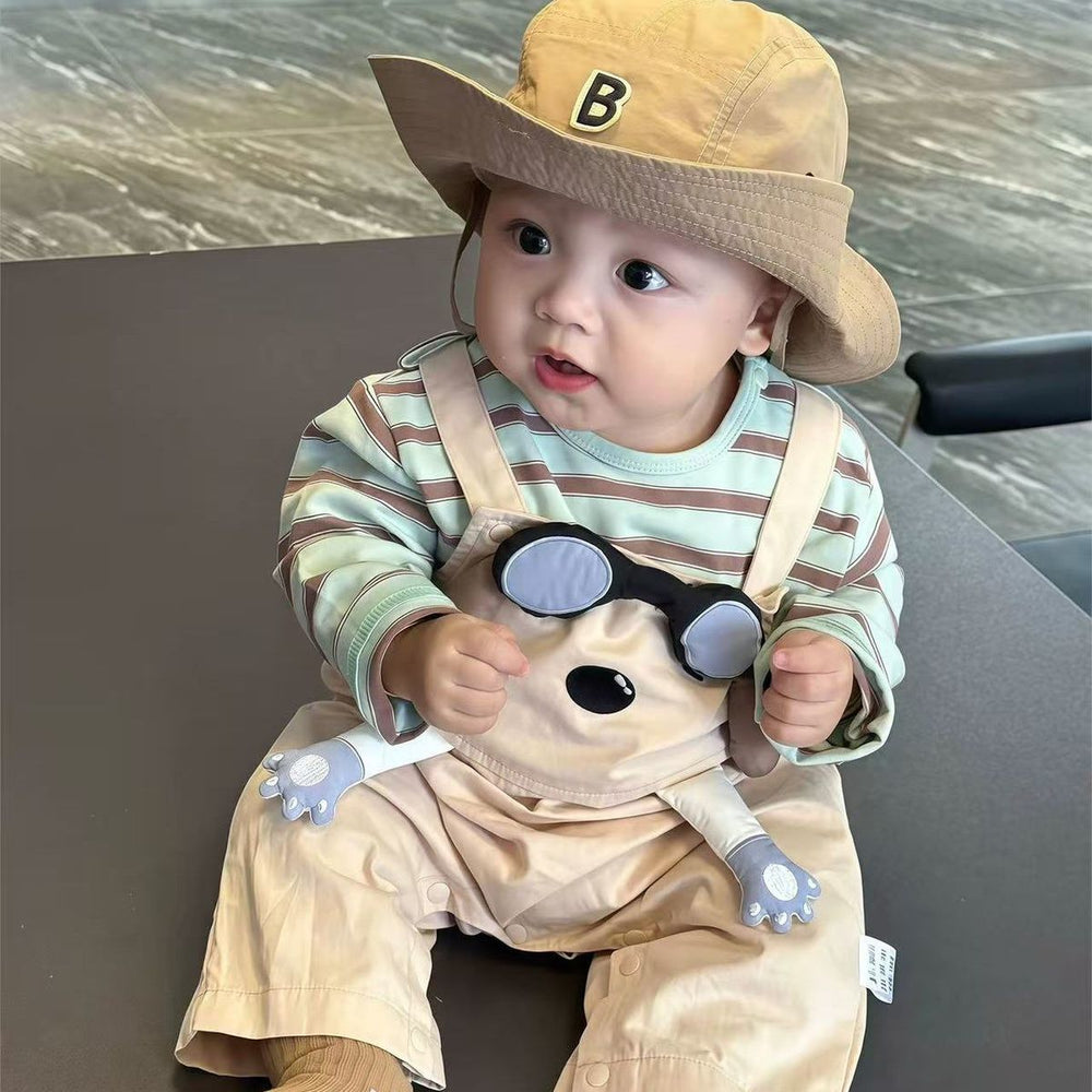 Spring outfit set for baby boys and girls: new stylish korean style two-piece set - includes a base layer top and overalls for infants and toddlers