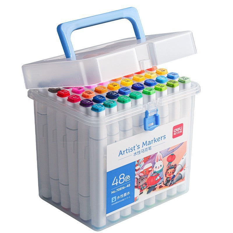 Deli 70816 Children's Washable Soft Head Marker 48 Colors Student Watercolor Pen 36 Double Head Color Brushes