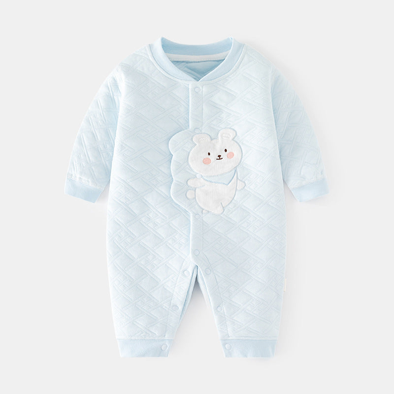 Babibele baby heattech onesie baby fall and winter boneless haki type a baby snap button door-to-door romper pajamas