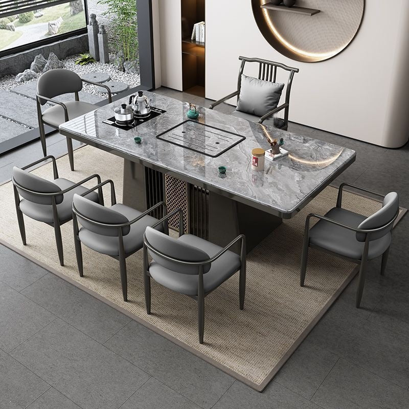 Modern rock slab tea table and chair set - ideal for home, balcony, living room, office, or kung fu tea - complete all-in-one set