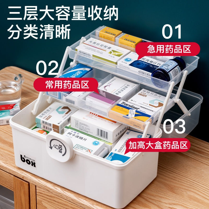 Cross-border household medicine box Family medicine storage box Large capacity medicine box Multi-layer children's medicine small medicine box
