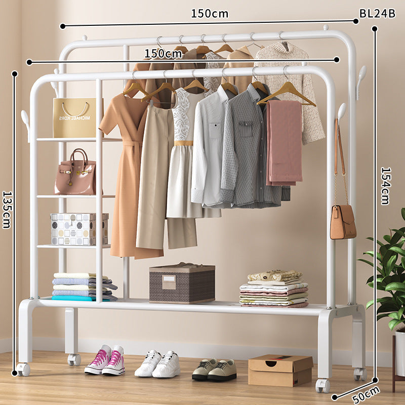 Simple clothes drying rack floor-standing for home clothes rack bedroom dormitory coat rack indoor balcony clothes drying clothes pole rack