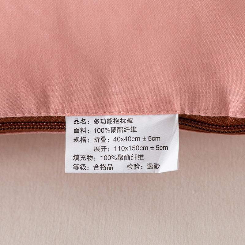 Multifunctional throw pillow quilt, cartoon cute embroidered sofa office single living room nap pillow quilt, dual-purpose