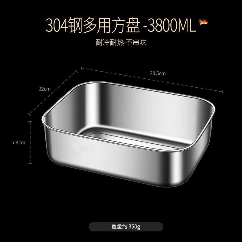 304 stainless steel crisper with lid large capacity refrigerator storage box food grade picnic portable box sealed lunch box