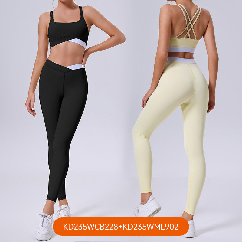 Autumn new eco-friendly biodegradable activewear yoga set - slimming, beautiful back, women's fitness top and bottom set