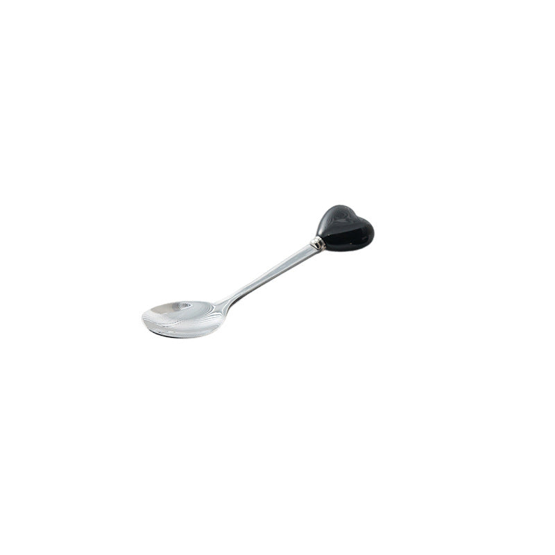 High-style ceramic handle forks, stainless steel household spoons, heart-shaped coffee stirrers, creative dessert spoons - wholesale