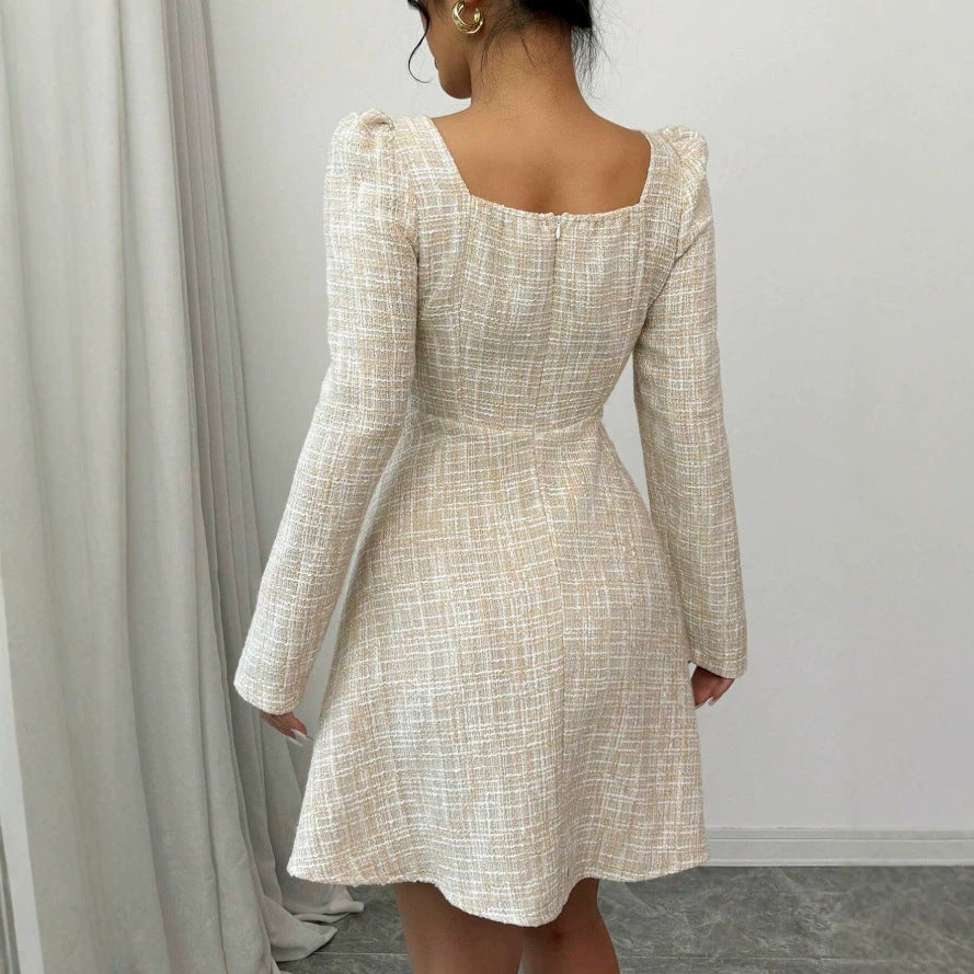 fall/winter women's fashion: european & american style - elegant plaid blazer & high-waisted dress set