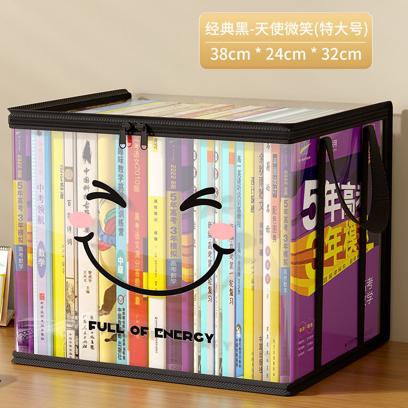 Book storage box Classroom household dust-proof transparent book box bag Desktop bookshelf Old books Toy sorting storage bag