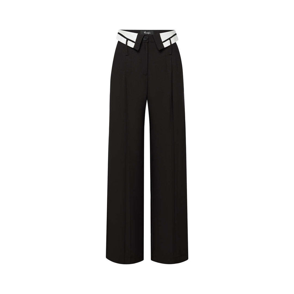 Spring american retro draped women's suit pants loose slimming look lapel design straight-leg loose pantsins