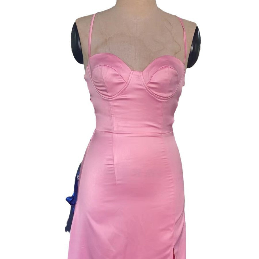 SDM04 new product Z home with the same suspender, silky slit backless dress,  wholesale, one piece is sent on behalf of Europe and the United States.