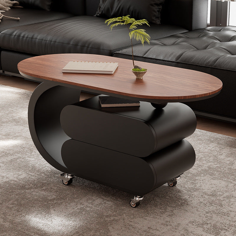 Luxury italian rock slab mobile coffee table - modern minimalist creative coffee table for small apartments and living rooms