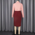 Fashionwork clothing lapel contrast colortwo-piece setdress european and american elegance waist midi skirt professional weardresses