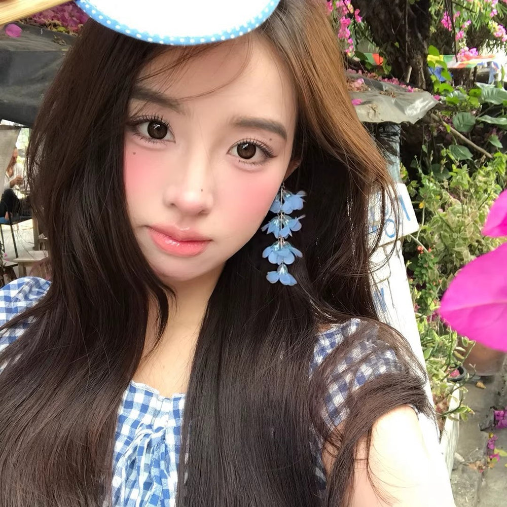 Super fairy and beautiful seaside resort style red flower tassel earrings for women, accessible luxury, high-end earrings, huge beautiful earrings