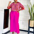 D3342 cross-border supply of european and american clothing  wholesale printed shirt wide-leg pants two-piece set african suit