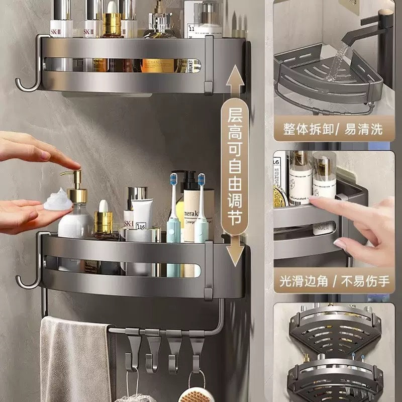 Gun gray bathroom bathroom triangle storage rack wall-mounted punch-free corner toilet washroom storage