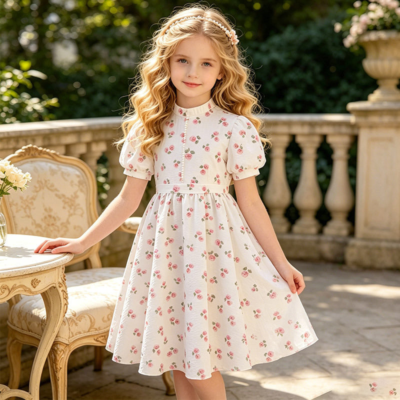 girls' dresses summer toddler  new floral print dress summer outfit kids girls chic princess dress