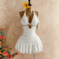 European and american cross-border   new backless sexy bodycon mini beach vacation women's dress