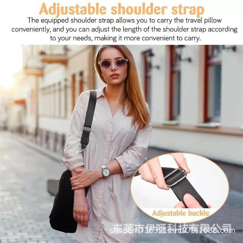 Amazon travel neck pillow cover storage bag portable travel bag plush u-shaped pillow clothing inflatable
