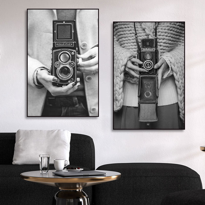 Camera photography Decorative painting Photo studio Black and white industrial style hanging painting Media studio Camera mural