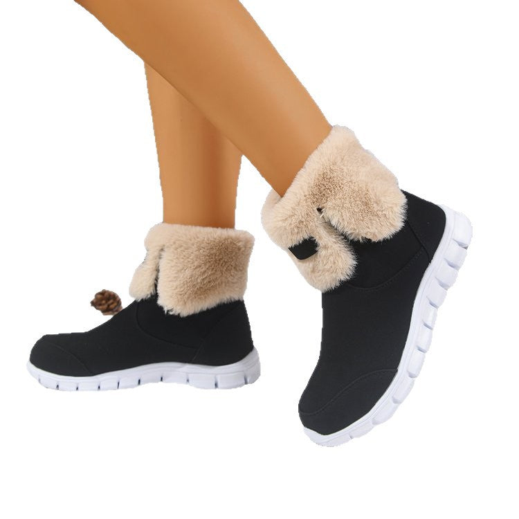 Exportexport maomao mouth snow boots winternew arrivalthick soleplus sizefleece-linedthickenedheattech cotton shoes for women