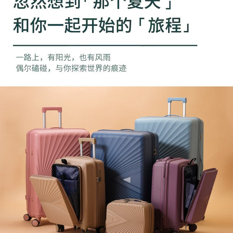 PP zipper box  set three sets of four trolley case sinking handle sinking lock color scheme explosion-proof rag factory wholesale