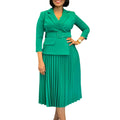 D592  independent station fashion cross-border women's clothing autumn and winter women's suit collar elegant pleated skirt african dress