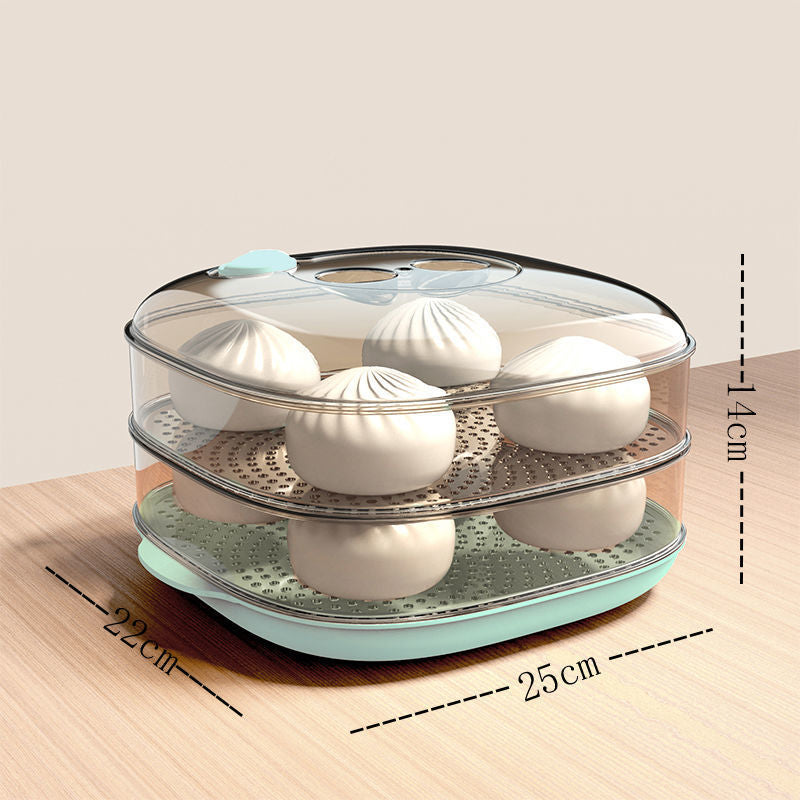 Microwave-safe steaming container - food-grade transparent steamer for hot steamed buns, multi-purpose hot dish keeper with lid for home use