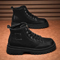 Men's martin boots: spring leather waterproof mid-cut athletic shoes, retro british style outdoor hiking work boots