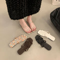 French-style flat square-toe slippers, fairy shoes, outdoor wear, 2025 new summer beach sandals