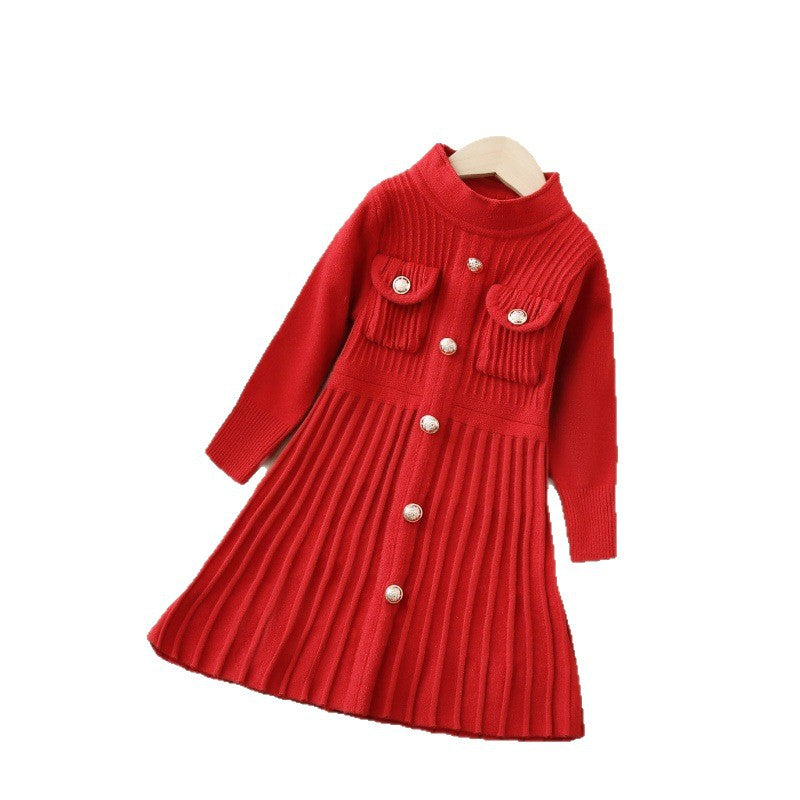 Girls'  chanel-inspired knit fall/winter dress - new stylish baby & kids princess sweater dress, chanel style