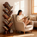 Solid wood bookshelf tree branch floor-standing bookcase storage rack living room wall bedside bedside table replacement bookshelf