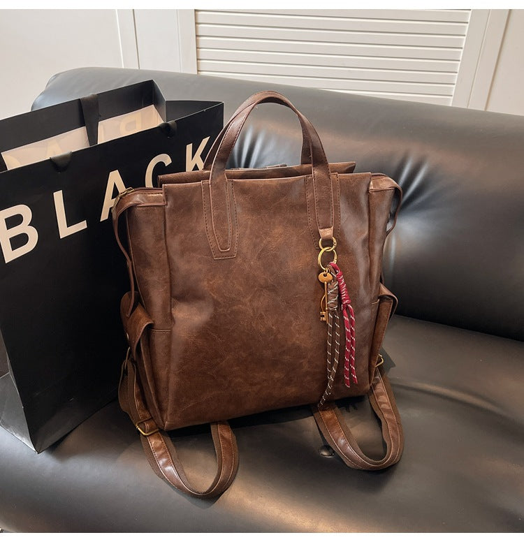 Cross-border retro backpack women's large-capacity casual versatile commuter schoolbag street trend premium travel backpack