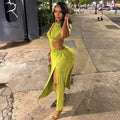 European and american style cross-border elegant women's fashion hollow-out slit socialite irregular skirt round neck solid color pleated dress