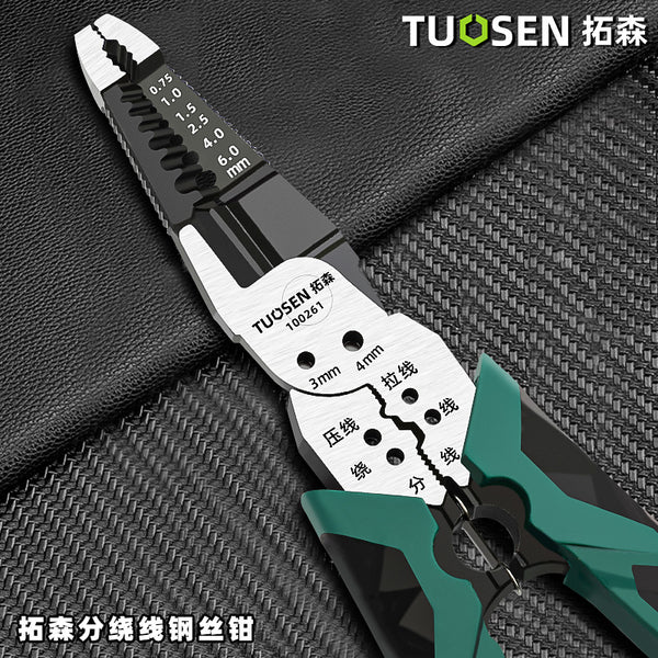 Tuosen multifunctional wire pliers electrician 9 inch pliers industrial grade vice 8 inch pointed nose pliers wire stripping pliers