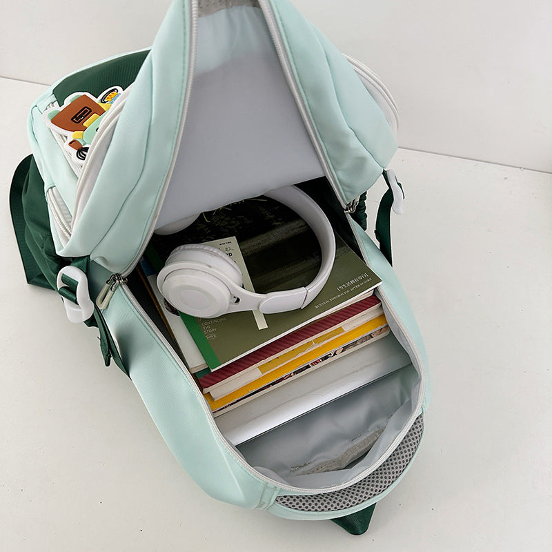 Backpack Women's 2025 New High-value Large-capacity Casual Backpack Trendy Fashion Lightweight Cartoon Bear School Bag