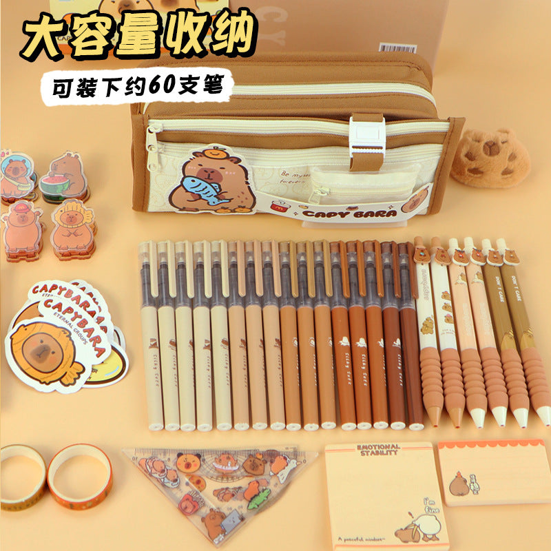 Kapibara pencil case ins high-value pencil case pencil case cute milk huhu large-capacity stationery box