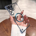 Transparent ultra-thin electroplated magnetic case for samsung s26 ultra, s23 frameless hard case, s24 lens protection case
